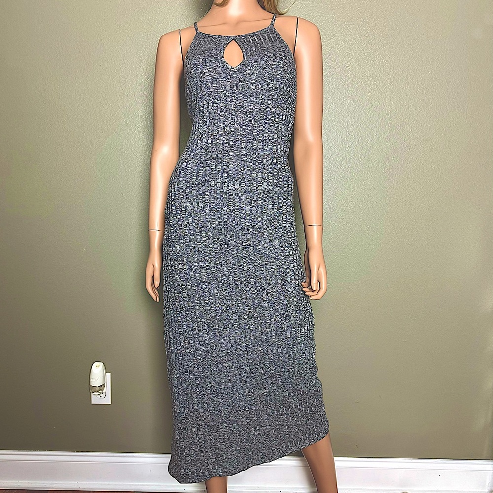 Kensie Gray Keyhole Midi Maxi Dress